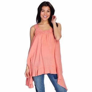 Pink Flowy Tank Top Shark Bite Hem - NWOT
